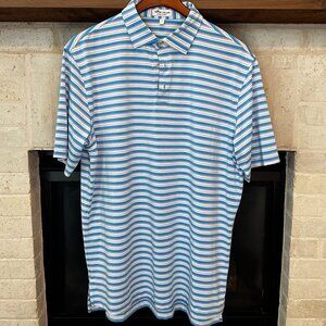 Peter Millar Blue and White Striped Polo Shirt